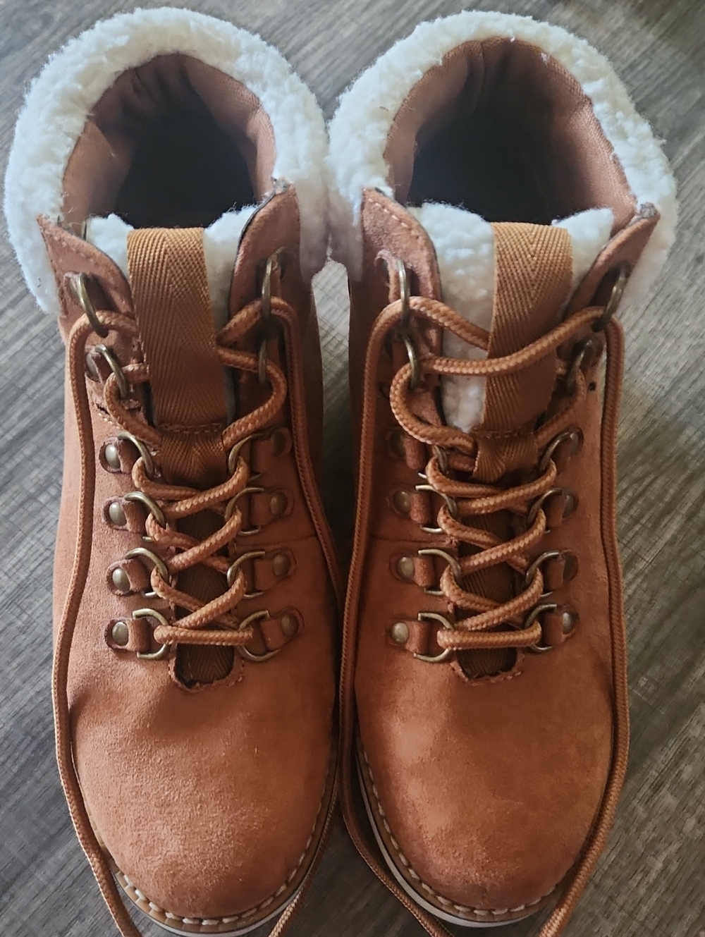 Sonoma Brown Lace-Up Faux-Shearling Boots
